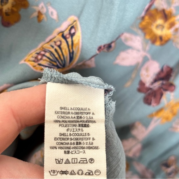 FREE PEOPLE So Fine Printed Smocked Top Sky Blue Floral {KK28} - Picture 6 of 7